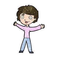 cartoon woman waving arms
