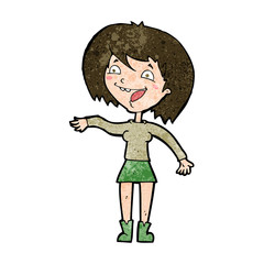 cartoon waving woman