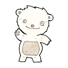 cartoon waving polar bear cub