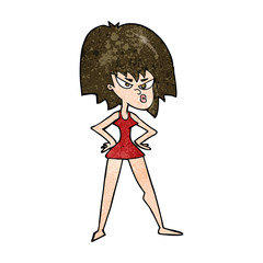 cartoon angry woman in dress