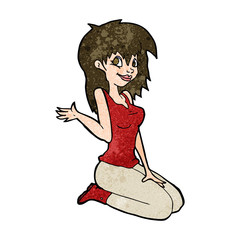 cartoon pretty girl waving