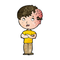 cartoon boy with growth on head