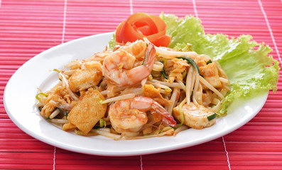 Pad thai shrimp is noodle food Thai Style.