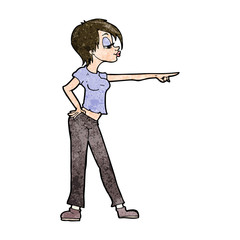cartoon hip woman pointing