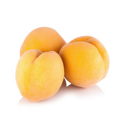 Ripe peach fruit isolated on white background
