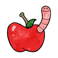 cartoon apple with worm