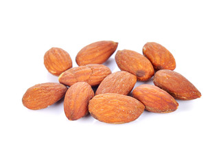 salted almonds nuts isolated on white background