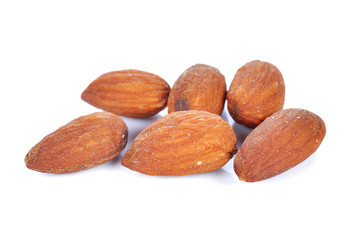 salted almonds nuts isolated on white background