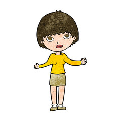 cartoon woman shrugging