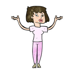 cartoon woman holding up hands