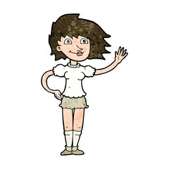 cartoon woman waving