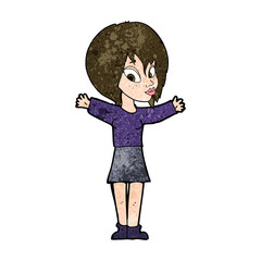 cartoon woman with open arms