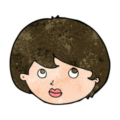cartoon female face looking upwards