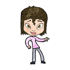 cartoon relaxed woman pointing