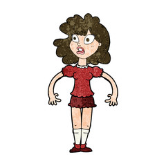 cartoon pretty girl with shocked expression