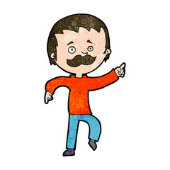 cartoon man with mustache pointing