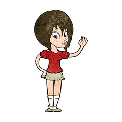 Obraz premium cartoon pretty woman waving