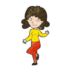 cartoon friendly woman waving