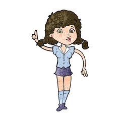 cartoon pretty woman with idea