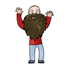 cartoon frightened old man with beard