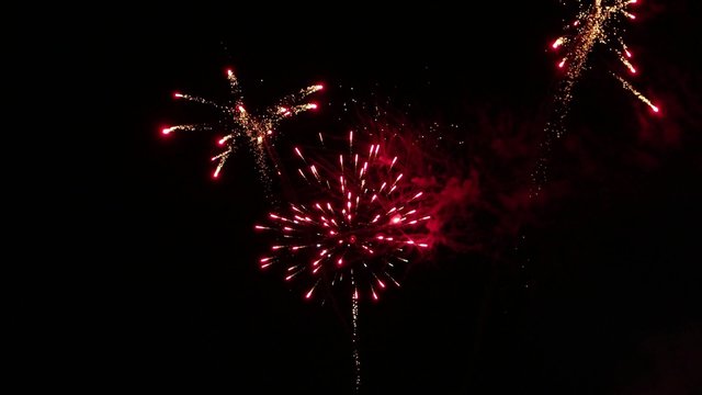 Beautiful fireworks show on a dark night sky.