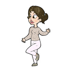cartoon friendly woman waving