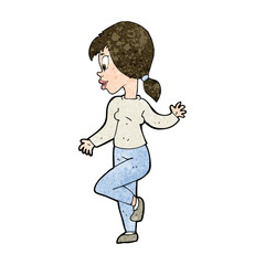 cartoon woman waving