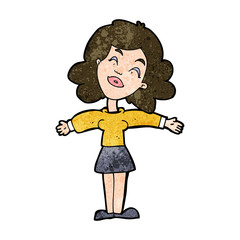 cartoon woman with open arms