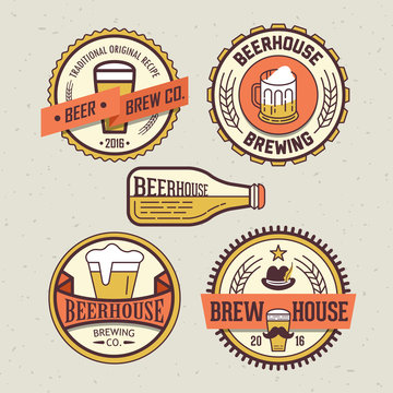 Beer logo design template for pub, bar or restaurant. Trendy bad