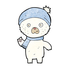 cartoon waving polar bear