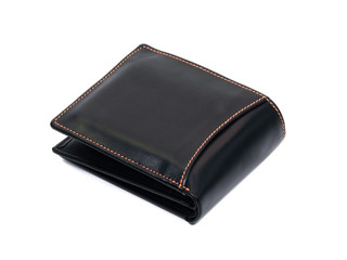 leather wallet on white background