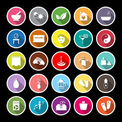Massage flat icons with long shadow