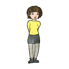 cartoon shy woman