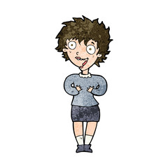 cartoon excited woman
