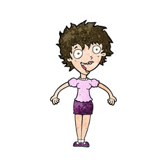 cartoon excited woman