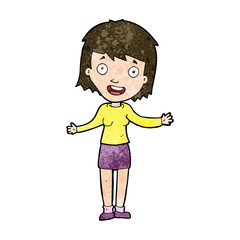cartoon excited woman