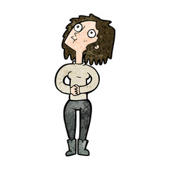 cartoon woman looking upwards