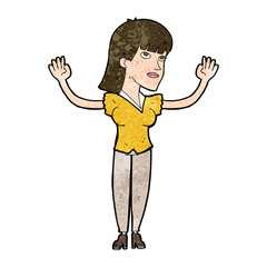 cartoon woman throwing hands in air
