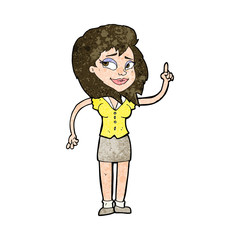 cartoon pretty woman with idea