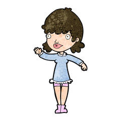 cartoon woman waving
