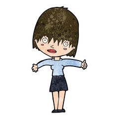 cartoon curious woman