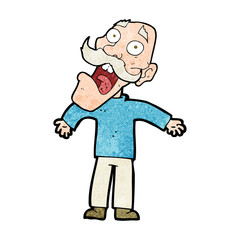 cartoon terrified old man