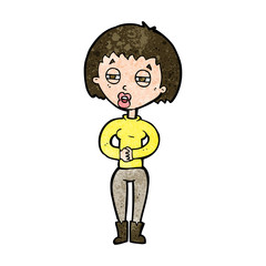 cartoon tired woman