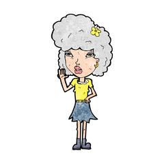 cartoon woman waving