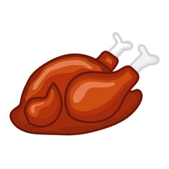 Whole roast chicken isolated illustration