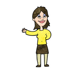 cartoon woman gesturing to show something