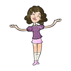 cartoon woman taking praise