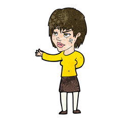 cartoon woman with sticking plaster on face