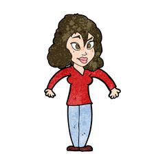 cartoon woman shrugging shoulders