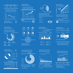 Outline infographic templates, web elements, diagrams and graphs